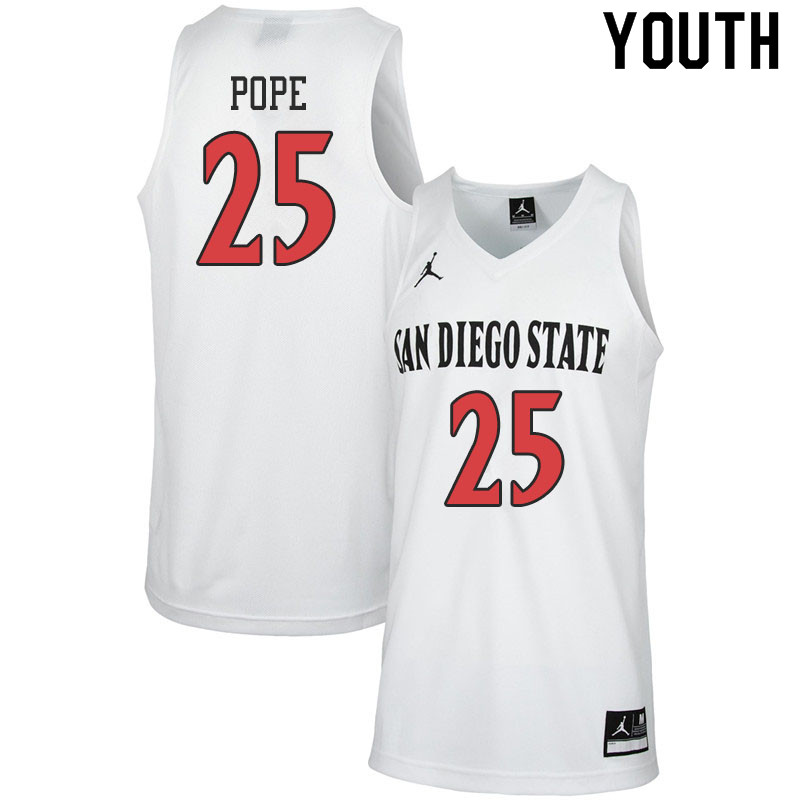 Jordan Brand Youth #25 Mike Pope San Diego State Aztecs College Basketball Jerseys Sale-White